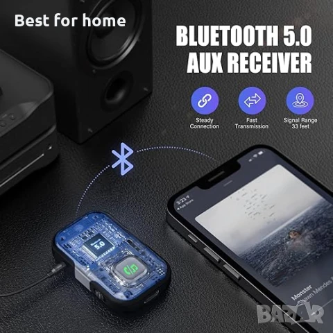LENCENT Bluetooth 5.0 адаптер за кола с микрофон, снимка 5 - Друга електроника - 50753527