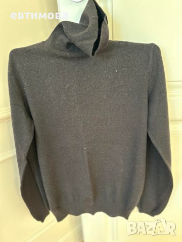 Поло пуловер MaxMara, Италия, вълна, черен, снимка 15 - Блузи с дълъг ръкав и пуловери - 45359619