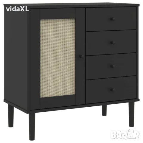 vidaXL Сайдборд "SENJA", ратанова визия, черен, 80x40x80 см, бор масив(SKU:358039), снимка 1 - Други - 48571226