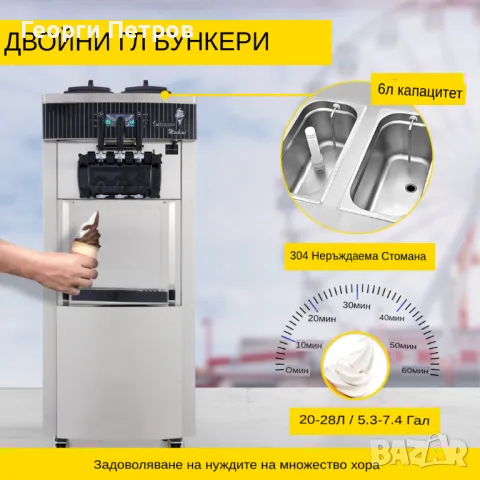 Нова Професионална за  Машина  Сладолед 2+1 вкуса Гаранция 12 месеца , снимка 8 - Машини за сладолед - 49973790