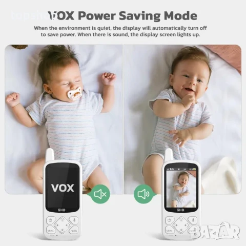 Нов Бебефон GHB с камера и нощно виждане, 2.8'' 720P HD Video Бебефон, 2000mAh, IPS екран, VOX режим, снимка 2 - Бебефони - 50502365