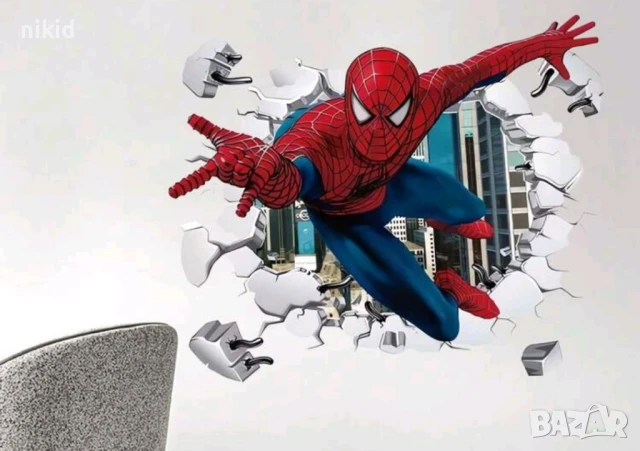 3 вида Спайдърмен Spiderman стикер постер лепенка за стена детска самозалепващ, снимка 6 - Други - 51375679