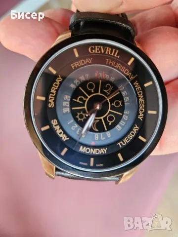 Позлатен швейцарски мъжки автоматичен GEVRIL COLUMBUS Limited Edition., снимка 5 - Мъжки - 49280005