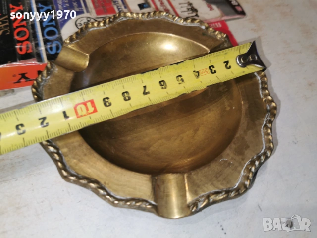 ПЕПЕЛНИК МЕД/МЕСИНГ-ВНОС SWISS 1001262016LCHERY1, снимка 6 - Антикварни и старинни предмети - 53057263