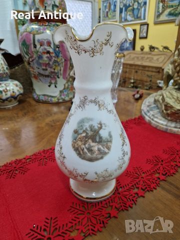 Страхотна антикварна колекционерска белгийска ваза Опалин , снимка 5 - Вази - 45649859