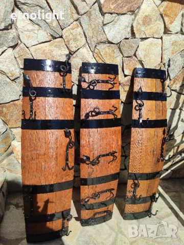 Красиви закачалки изработени от автентични реставрирани бурета с ръчно ковани куки с елементи листа , снимка 11 - Декорация за дома - 44097295