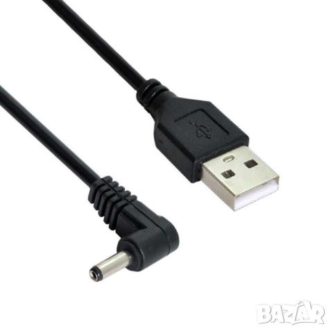 Кабел USB 2.0 - DC 5V, 3.5 мм, 1.35 мм, 1 м, Черен, снимка 2 - USB кабели - 45701132
