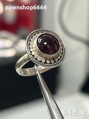 Сребърен пръстен 4,63 грама проба 925 с камък гарнет , снимка 7 - Пръстени - 53188861