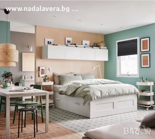 Спалня IKEA  BRIMNES “Queen” ИКЕА 200см на 160см , снимка 2 - Спални и легла - 46914792