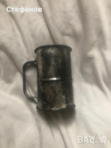 Стара, сребърна мярка за алкохол, двустранна