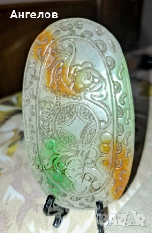 Амулет/висулка от натурален нефрит за просперитет и късмет, снимка 2 - Колиета, медальони, синджири - 53096040