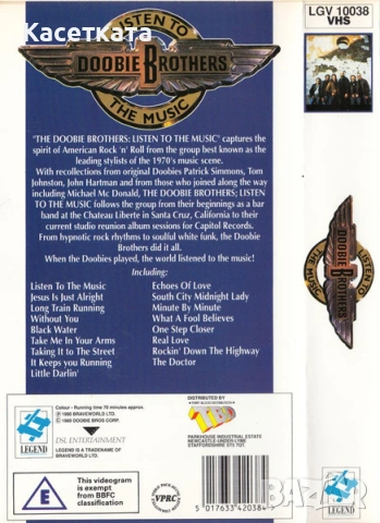 Видео касета VHS Doobie Brothers – Listen To The Music, снимка 2 - Други музикални жанрове - 53663889