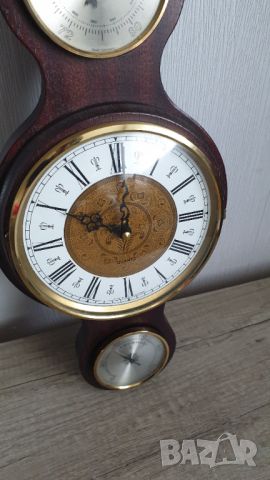 Дървен термометър,барометър,часовник и влагометър, снимка 7 - Антикварни и старинни предмети - 45296431