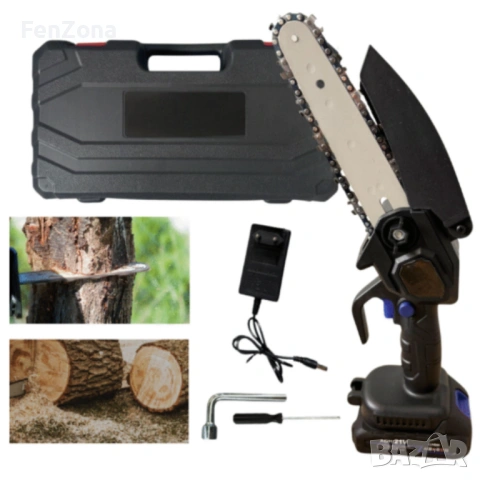 Акумулаторен мини верижен трион с телескопичен прът 21V – комплект за безопасно рязане на клони и дъ, снимка 3 - Градинска техника - 54049614