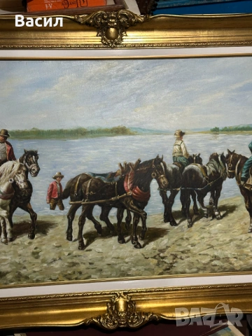 Огромна Картина масло, снимка 10 - Антикварни и старинни предмети - 54230236