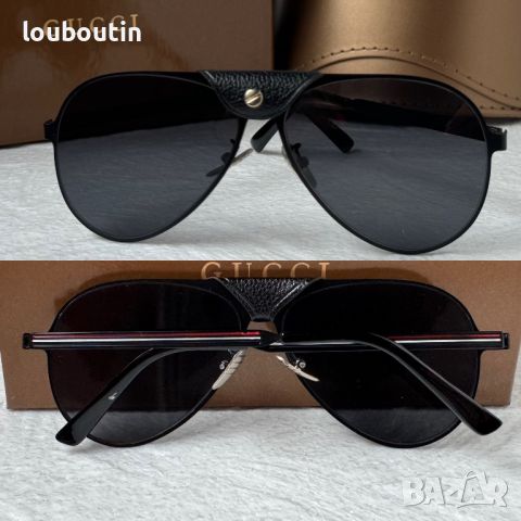 Gucci 2024 мъжки слънчеви очила авиатор с кожа 5 цвята, снимка 4 - Слънчеви и диоптрични очила - 45484592