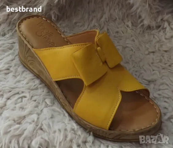 Дамски чехли от естествена кожа, на лека платформа, код 653/70, снимка 1