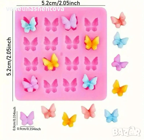 16 малки пеперуди силиконов молд фондан декорация торта мъфини 