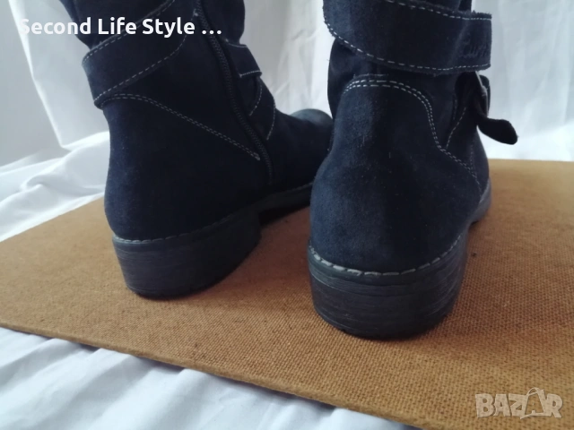 Lurchi № 38 дамски боти естествен велур в син цвят, снимка 12 - Дамски боти - 53138099