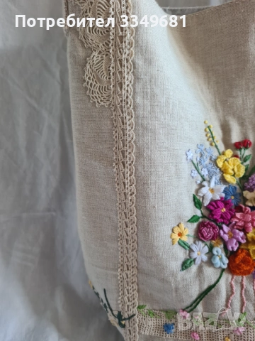 Lenena canta s ricna broderiya , снимка 2 - Ръчно изработени сувенири - 52018441