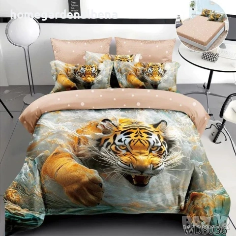 Флорален спален комплект с ластик 100% памук 200x230 / 180x200, снимка 8 - Спално бельо - 54094912