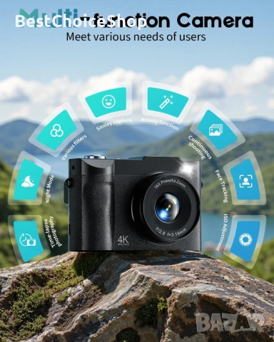 4K цифров фотоапарат, 50MP камера за влогове за YouTube