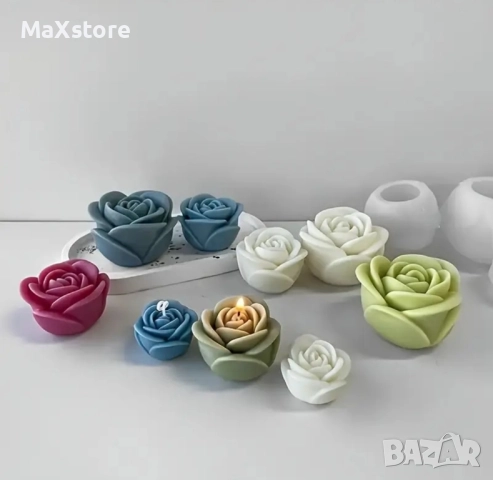 3D 3 размера роза рози Силиконов молд форма за свещи гипс сапун смола фондан , снимка 3 - Форми - 52048752