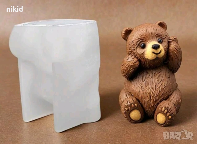 3d Мечок мече с лапи на бузи силиконов молд форма фондан шоколад гипс смола свещ декор