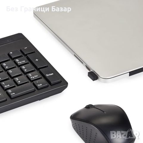 Нова Черна Безжична Клавиатура и Мишка Amazon Basics 2.4 GHz, Включени Батерии, снимка 4 - Клавиатури и мишки - 45496158