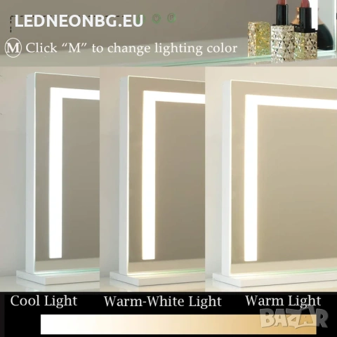 Огледало за грим с LED осветление и димиране, снимка 2 - Други - 53118051