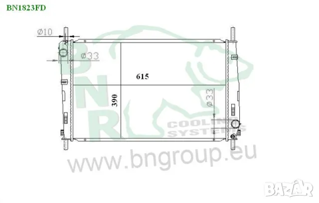 Воден радиатор BNR за FORD BN1823, снимка 3 - Части - 14414142