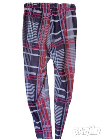 Дамски кариран панталон, Многоцветен, 100% полиестер, 99х49 см, XL, снимка 2 - Панталони - 45485275