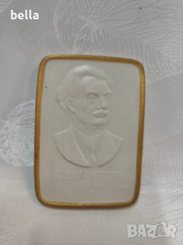Рядък порцеланов плакет „Георги Димитров“ – Видински порцелан, снимка 2 - Антикварни и старинни предмети - 53657023