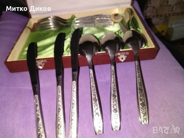 Комплект нов 12 прибора по 3 вилици ножове и малки и големи лъжици в дървена кутия, снимка 12 - Прибори за хранене, готвене и сервиране - 45389142