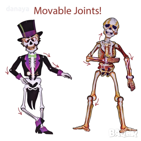 6080 Хелоуин украса за стена сглобяеми скелети 85 см, Хелоуин фигури за парти и декорация, снимка 6 - Декорация за дома - 51795382
