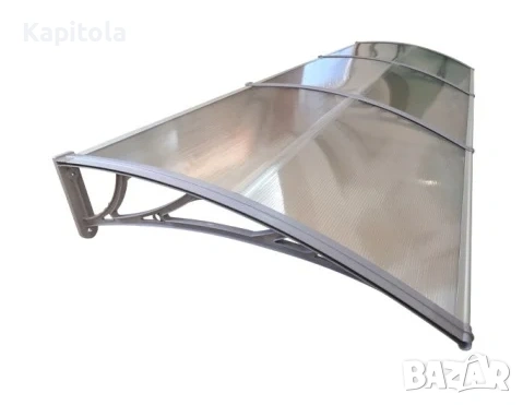 Навес от поликарбонат 300см × 120см - Сив/Прозрачен, снимка 4 - Други - 54066932