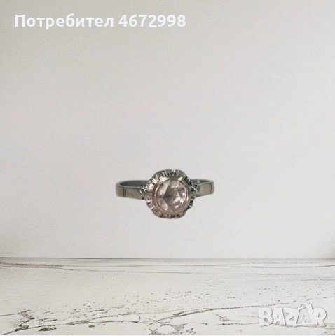 Златен античен пръстен с диамант 18к , снимка 3 - Пръстени - 53254142