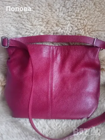 Червена италианска чанта естествена кожа , снимка 10 - Чанти - 50051520