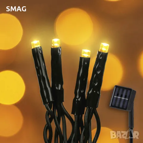 60 вътрешни-външни слънчеви LED лампи със сензор за светлина 10,3 м - топло бяло S_1204161