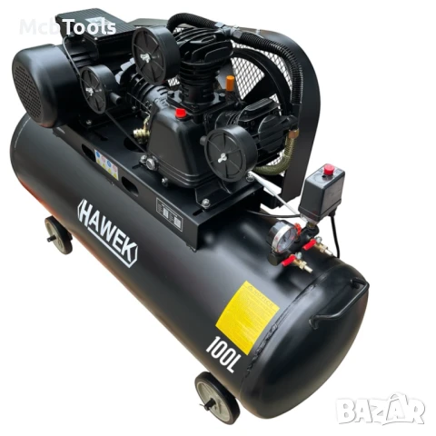 Компресор за въздух 100 литра HAWEK, снимка 3 - Компресори - 51233405