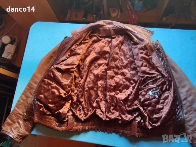 голямо мъжко тузарско яке от естествена кожа телешки бокс в стил топ гън, XL размер , до кръста , снимка 3 - Якета - 53531914