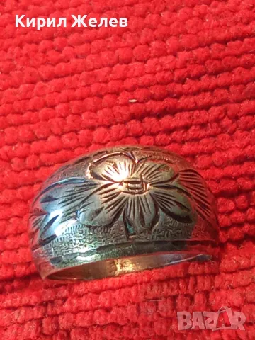 СТАРИНЕН РЪЧНО ФЛОРАЛНО ОРНАМЕНТИРАН СРЕБЪРЕН ПРЪСТЕН СРЕБРО ВИСОКА ПРОБА МАЙСТОРСКА РАБОТА 50114, снимка 8 - Антикварни и старинни предмети - 50136425