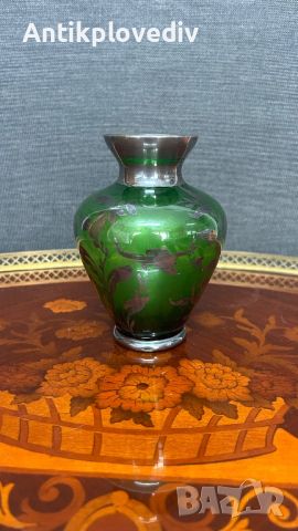 Кристална ваза Bohemia със сребро, снимка 4 - Вази - 45334554