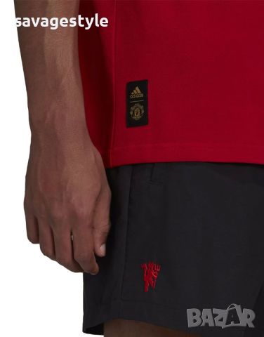 Мъжка тениска ADIDAS x Manchester United Polo Red, снимка 4 - Тениски - 46186379