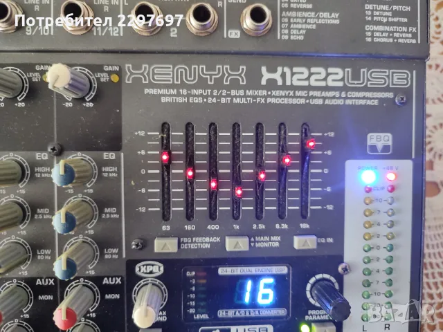 Продавам смесителен пулт BEHRINGER XENYX X1222 USB, снимка 2 - Ресийвъри, усилватели, смесителни пултове - 47084377