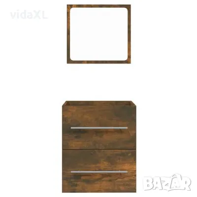 vidaXL Шкаф за баня с огледало, Опушен дъб, 41x38,5x48 см(SKU:820469), снимка 4 - Шкафове - 49130478