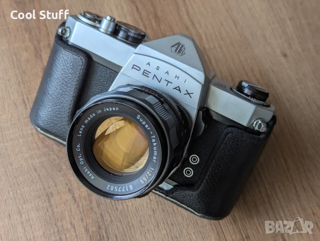Фотоапарат Asahi Pentax SP500 с обектив Super-Takumar 1:2/55 , снимка 2 - Фотоапарати - 51174777