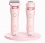 2 в 1 електрическа самобръсначка за жени и тример за бикини зона–водоустойчива, безболезнена, розова, снимка 1