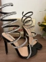 Елегантни дамски сандали на ток с камъчета – нови, снимка 1