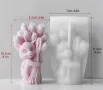 3D Заек с букет лалета лале цветя силиконов молд форма фондан свещ смола шоколад гипс Великден, снимка 1